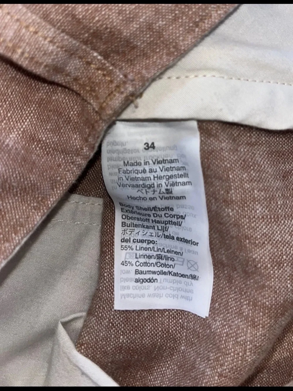 J.Crew Gramercy Linen Cotton Shorts Men's 34 Brown/Red Flat Front Linen/Cotton